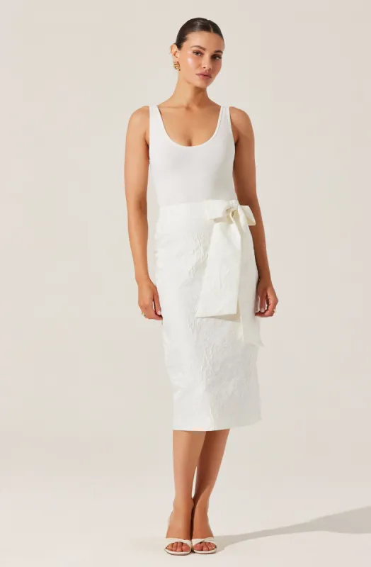Jazmine Floral Jacquard Midi Skirt sold by Astr