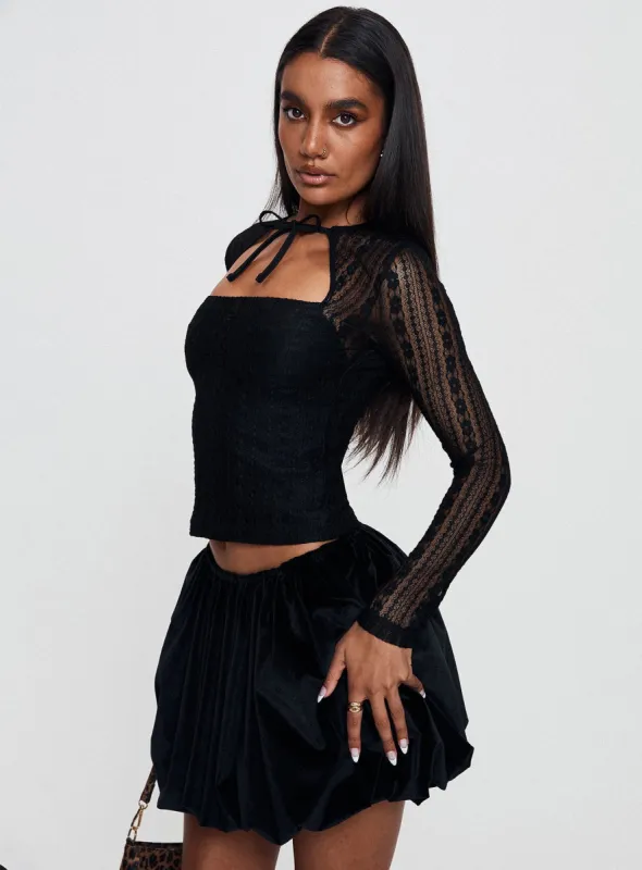 Georgiana Bubble Hem Mini Skirt Black sold by Princess Polly