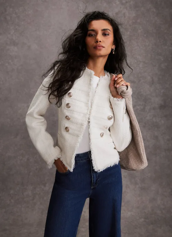 Cream Boucle Military Jacket sold by Mint Velvet