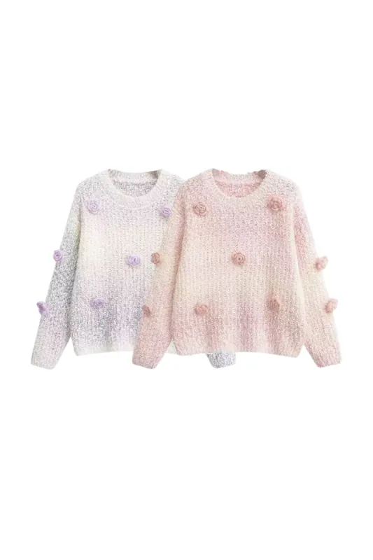 'Lily' Long - Sleeve Pullover Featuring 3D Flowers sold by Goodnight Macaroon