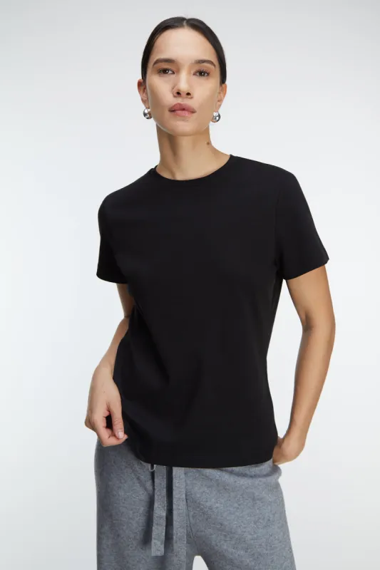 DOUBLE-KNIT COTTON CREWNECK T-SHIRT sold by OAK AND FORT