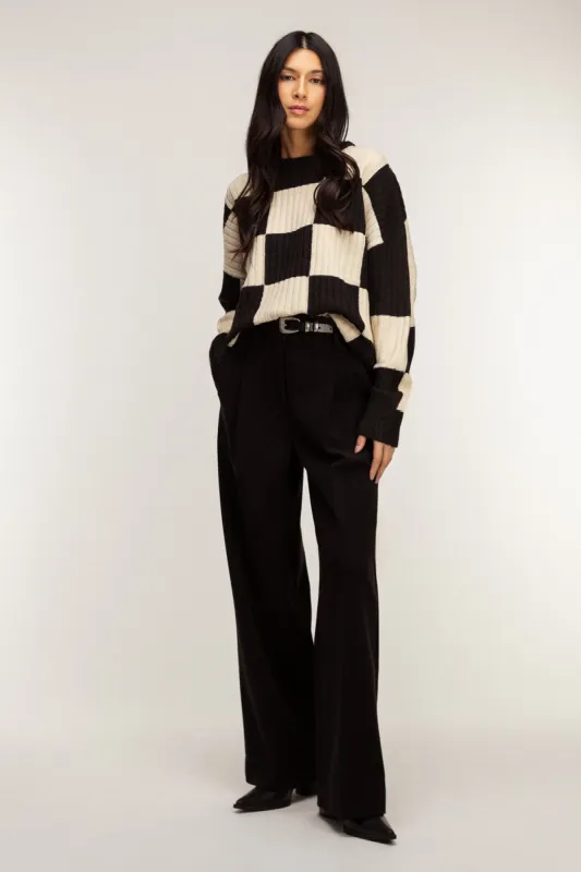RIB-KNIT CHECKERED SWEATER sold by OAK AND FORT