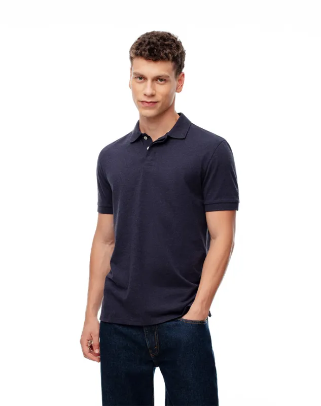 Polo slim fit azul jaspeada sold by Gef