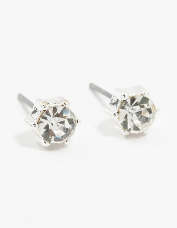 Silver Diamante Small Stud Earrings sold by lovisa