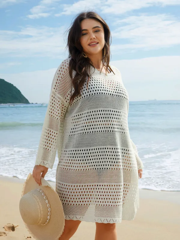 Cut-Out Plain Round Neck Swim Cover-Up sold by Bloomchic