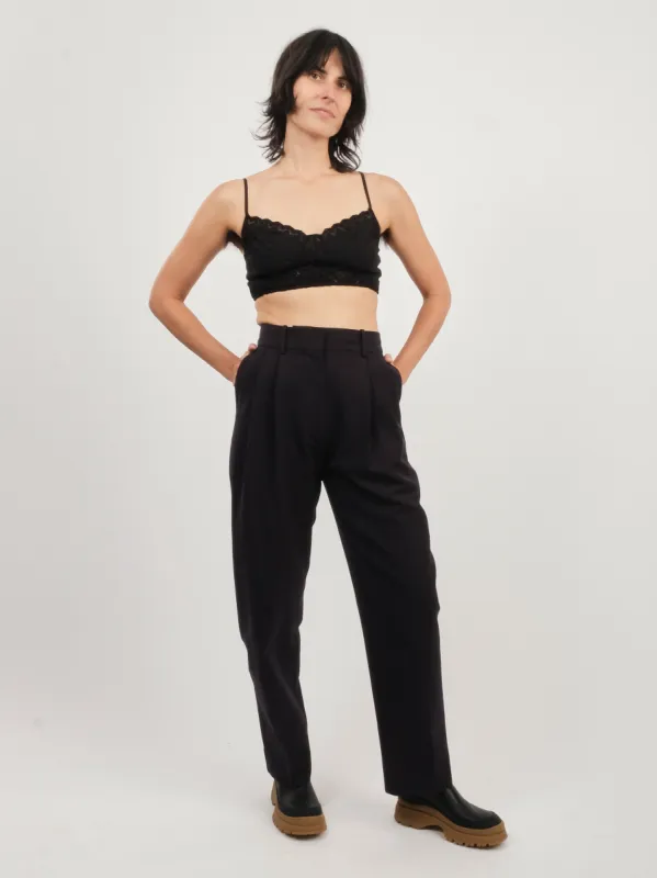 Darkest Navy Sperro Double Pleat Pant sold by Frances May Houseline