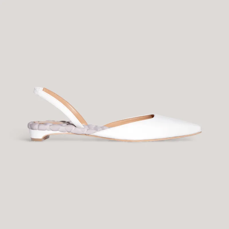 JACKIE | Ivory Vegan Patent - Slingback Flats sold by ALLTRUEIST KNITWEAR