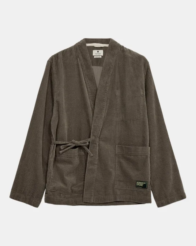 AKJESPER CORD KIMONO - Deep Lichen Green sold by anerkjendt