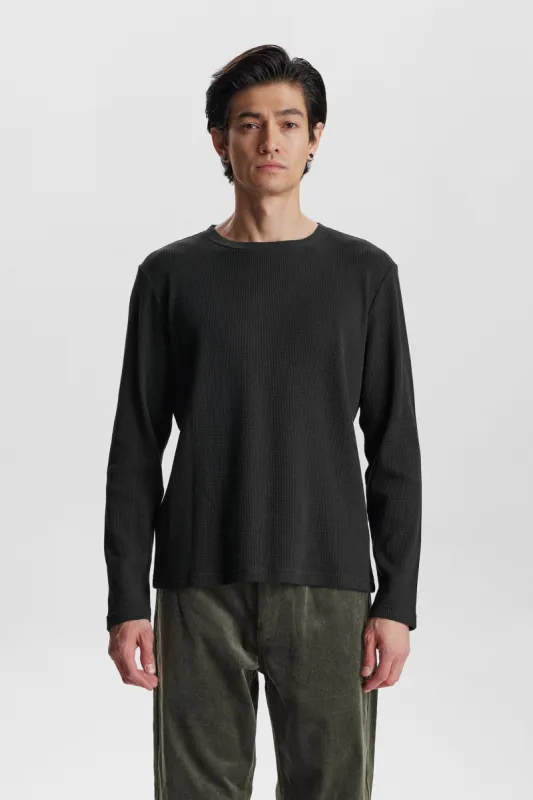 AKKIKKI L/S WAFFLE TEE - Caviar sold by anerkjendt