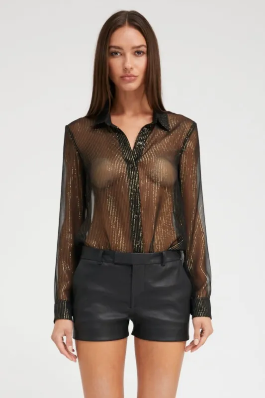Black and Gold Silk Fitted Button Down sold by SPRWMN
