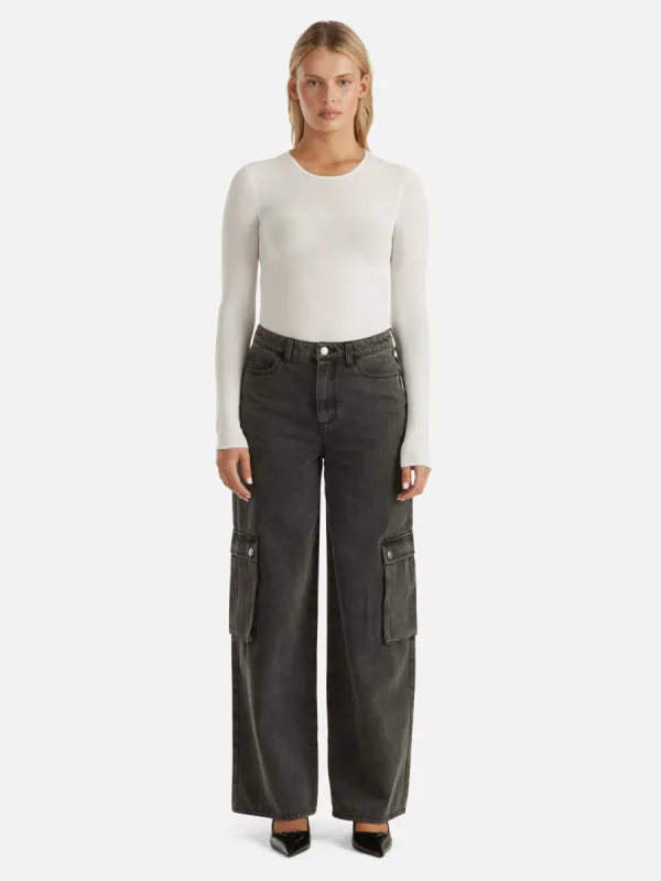 NOVA DENIM CARGO PANT - Charcoal Wash sold by Ena Pelly