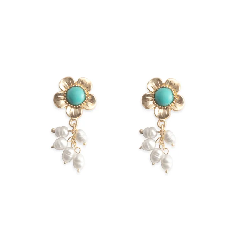 Blossom Pearls Earrings In Blue sold by Myra Bag