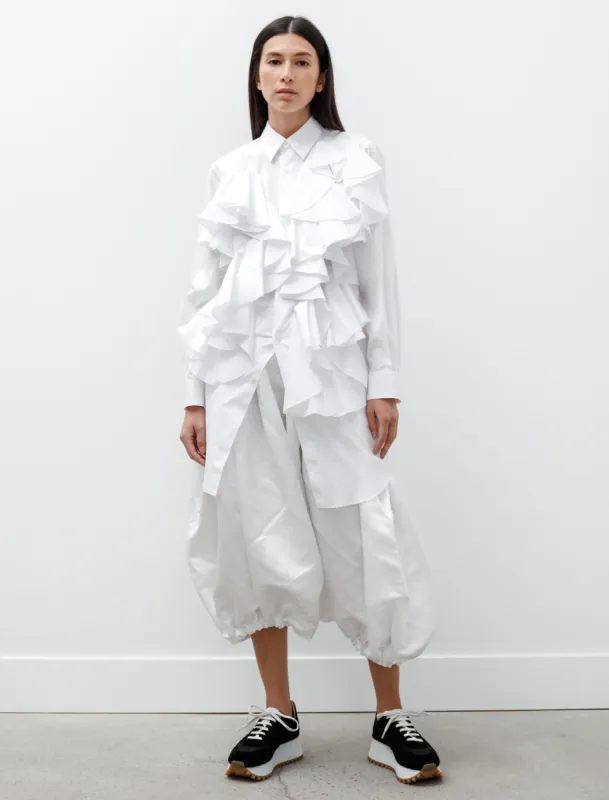 Long Abstract Ruffle Shirt White sold by SHOP NEIGHBOR