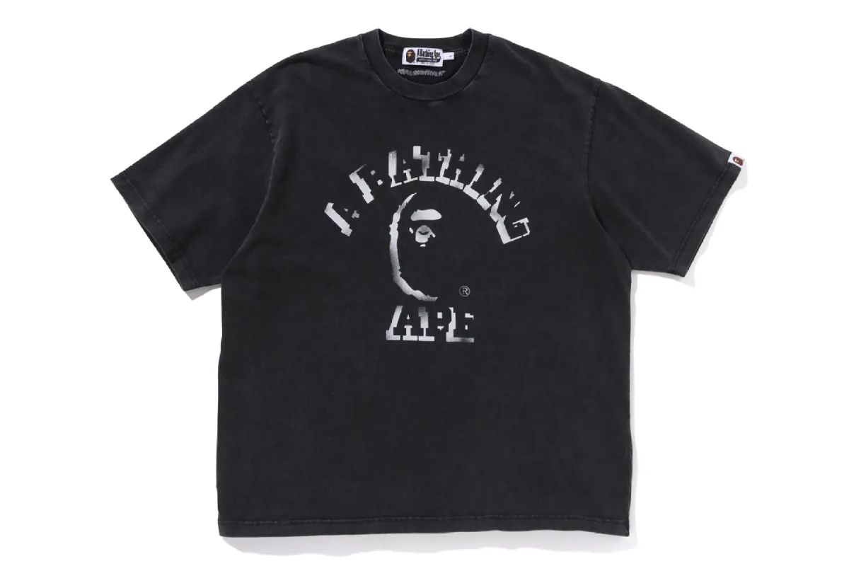 GARMENT DYE SPRAY PRINT COLLEGE RELAXED FIT TEE sold by Bape