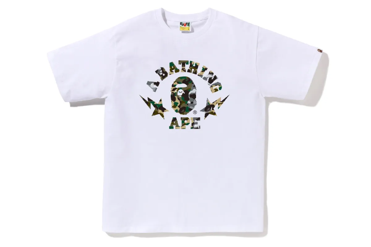 1ST CAMO CRAZY STA COLLEGE TEE sold by Bape