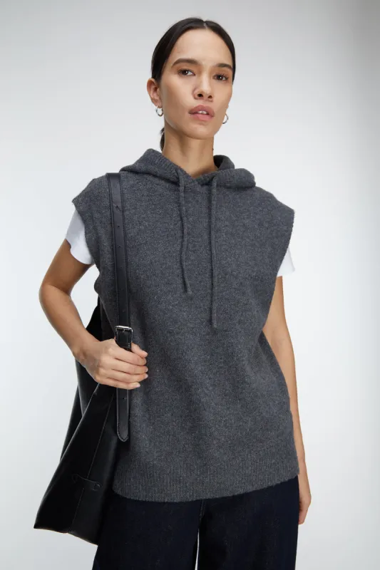 KNIT SLEEVELESS HOODIE sold by OAK AND FORT