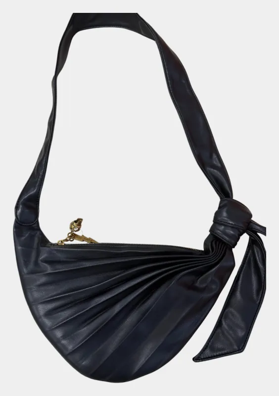 Pleats and Thank You Black Pleated Crossbody Sling Bag | RE:LUV sold by Betsey Johnson