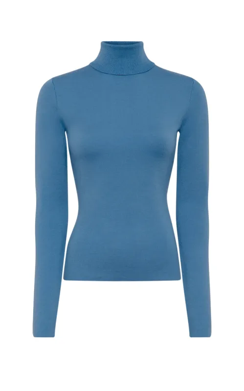 May Knit Turtleneck in Sky Merino Wool Cashmere sold by Gabriela Hearst