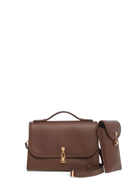 Medium Leonora Flap Bag in Chocolate Leather sold by Gabriela Hearst