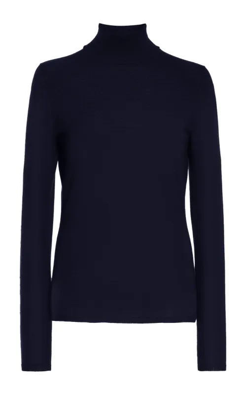 Costa Knit Turtleneck in Dark Navy Cashmere Silk sold by Gabriela Hearst