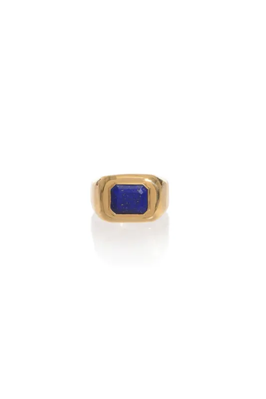 Large Ring in 18K Yellow Gold & Lapis Stone sold by Gabriela Hearst