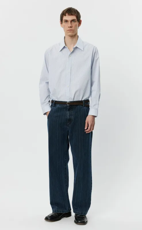 Straight Cut Jeans - Blue Stripe sold by mfpen Mens