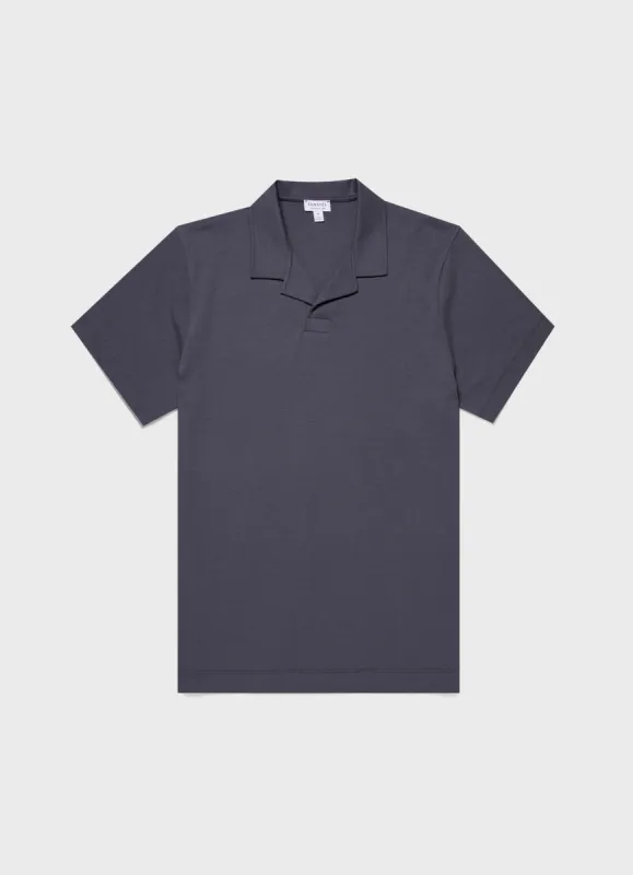 Men's Heavyweight Polo Shirt in Slate Blue sold by Sunspel