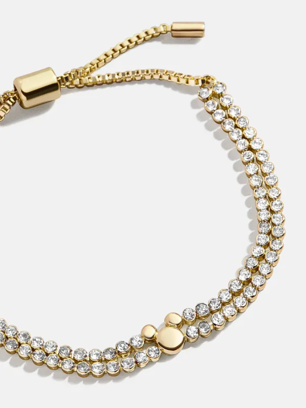 Disney Mickey Pavé Pull Tie Bracelet - Gold/Pavé sold by BaubleBar