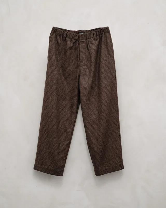Elastic Pant - Fox Superfine Merino Check, Rust/Dark Brown sold by Evan Kinori Mens