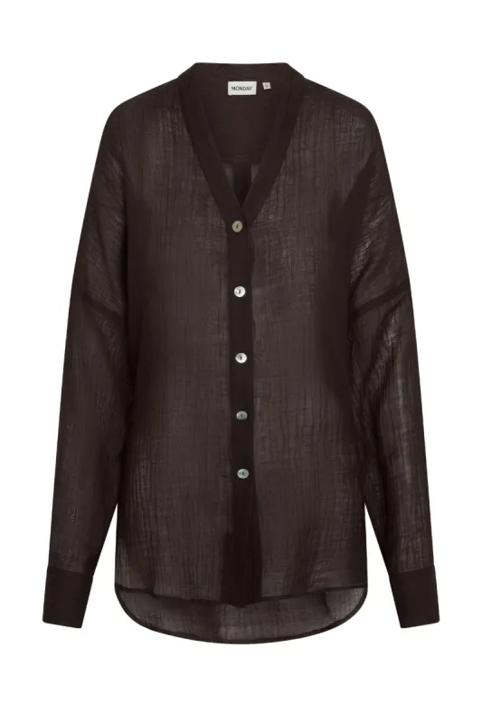 Barcelona Tunic - Espresso Crinkle Linen sold by Monday Swimwear
