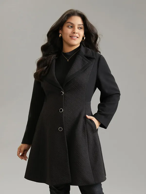 Solid Textured Button Up Lapel Collar Woven Coat sold by Bloomchic
