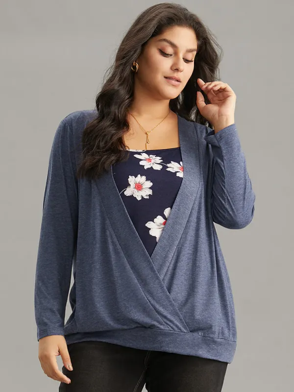Heather Tiered Patchwork Floral Square Neck T-shirt sold by Bloomchic