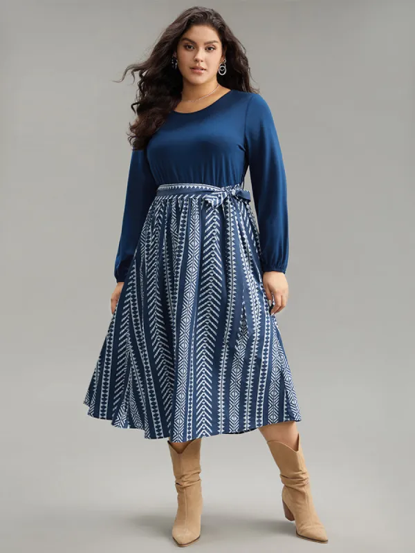 Bandana Striped Patchwork Pocket Belted Dress sold by Bloomchic