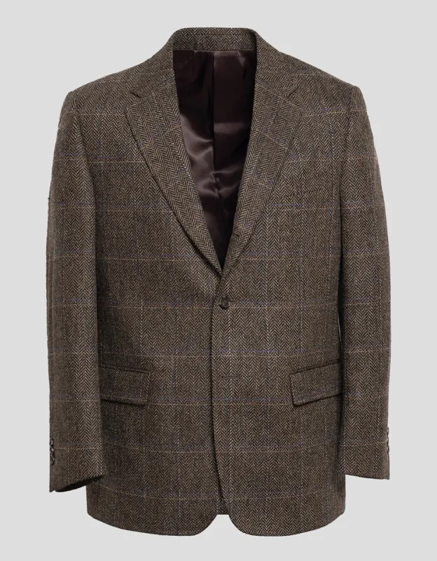 BROWN HERRINGBONE W/MULTI PANES SPORT COAT sold by J. Press