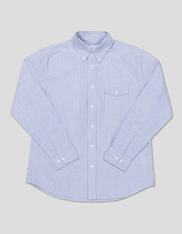 TRIM FIT ENZYME-WASH OXFORD STRIPED SHIRT - FLAP POCKET sold by J. Press