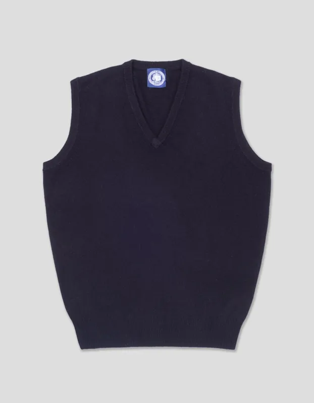 LAMBSWOOL V NECK VEST - NAVY sold by J. Press