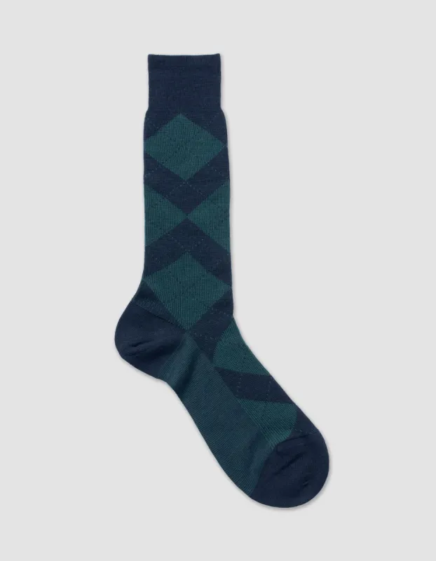 ARGYLE WOOL MID CALF SOCK - NAVY sold by J. Press