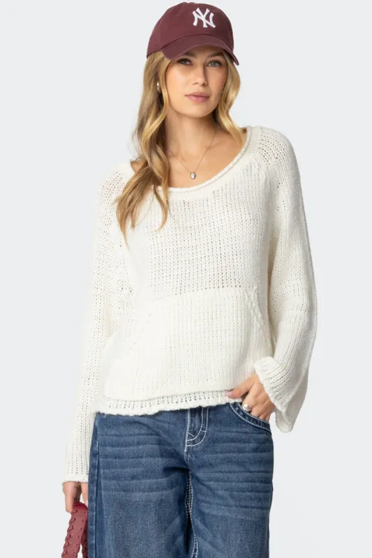 Kangaroo Pocket Oversized Knit Top sold by Edikted