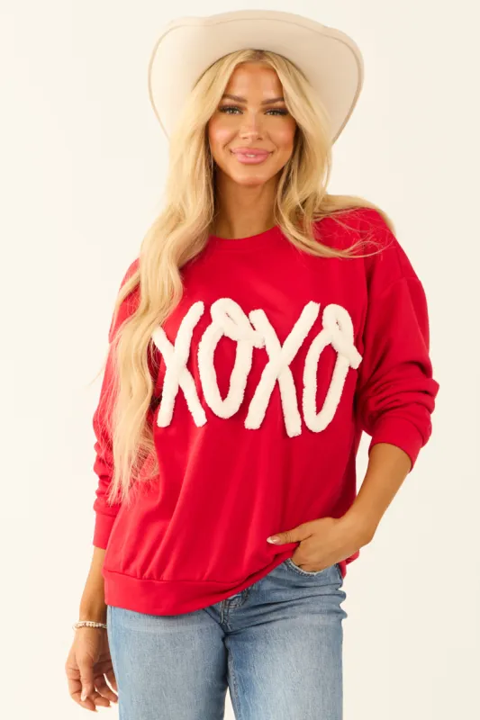 Crimson Chunky 'XOXO' Long Sleeve Sweatshirt sold by Lime Lush