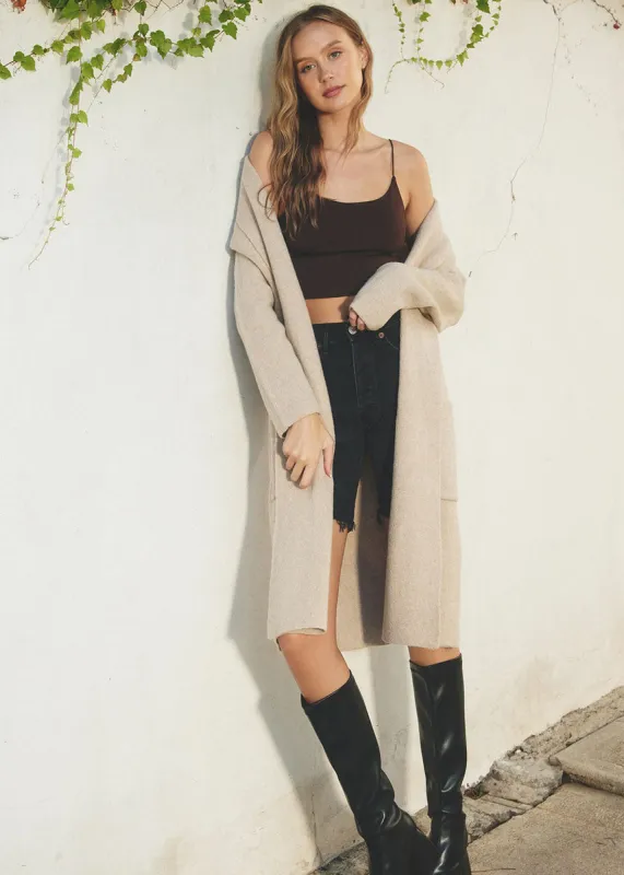 Cozy Long Cardigan - Taupe sold by Alice & Wonder