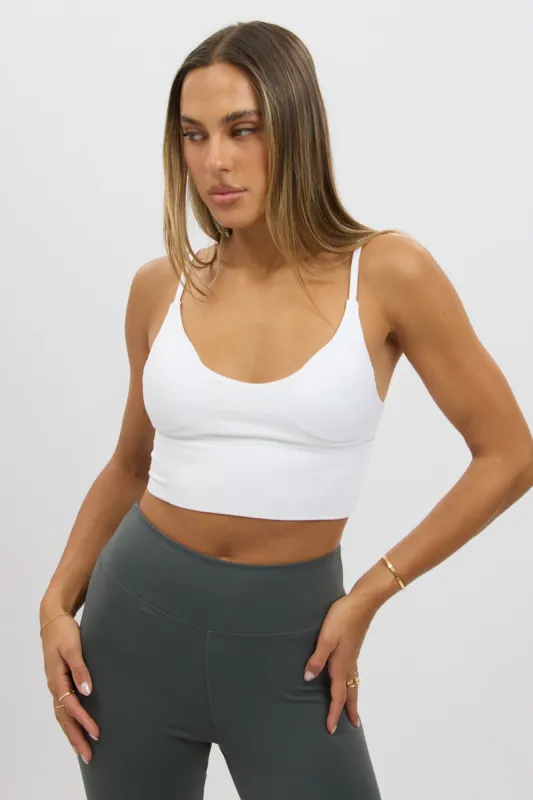White V Neck Cami Crop Top Seamless sold by Ally Fashion