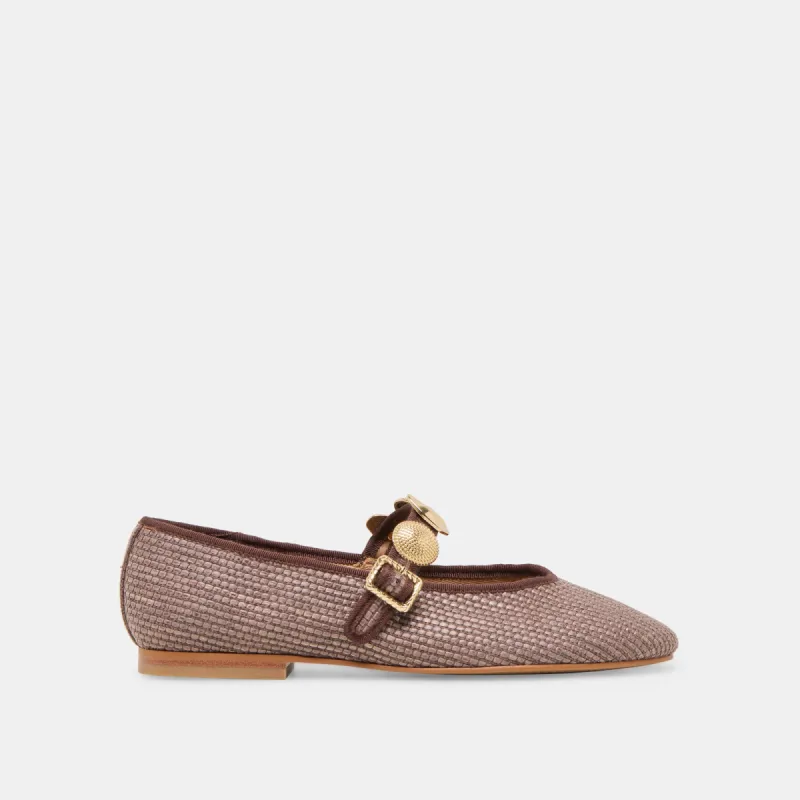 RELAN BALLET FLATS WALNUT RAFFIA sold by Dolce Vita