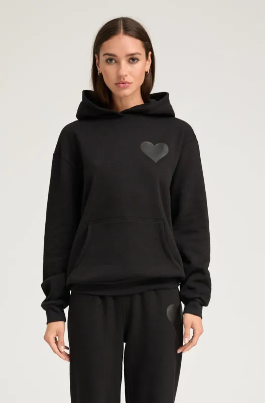 Black Glossy Heart Hoodie sold by SPRWMN
