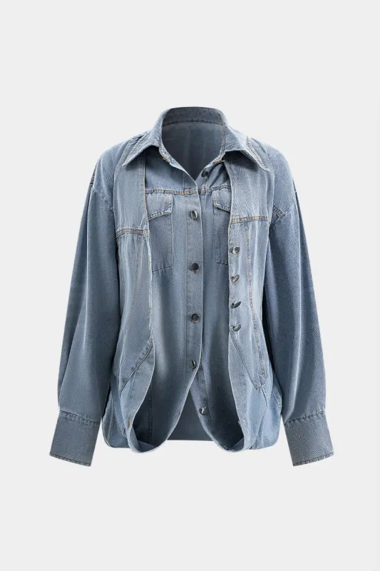 Denim -knap Pocket Belted Overwear sold by Micas