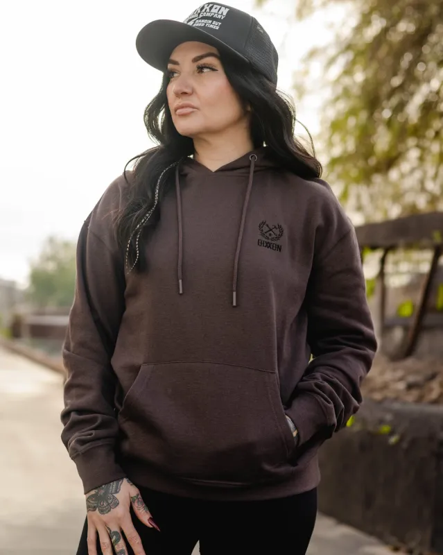 Women's Black Crest Lightweight Pullover Hoodie - Brown sold by Dixxon