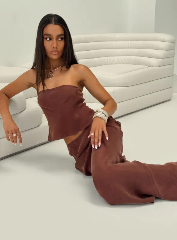 Lucelia Strapless Top Brown sold by Princess Polly