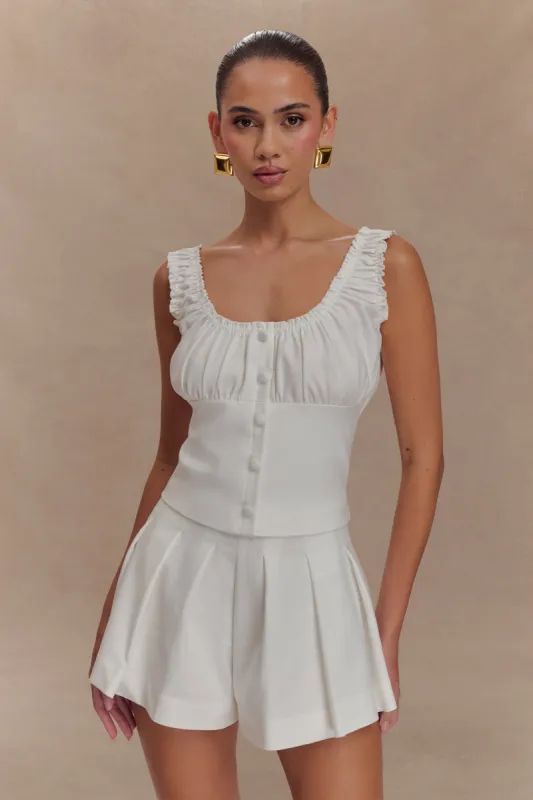 Ines Sleeveless Ruched Top - White sold by Meshki