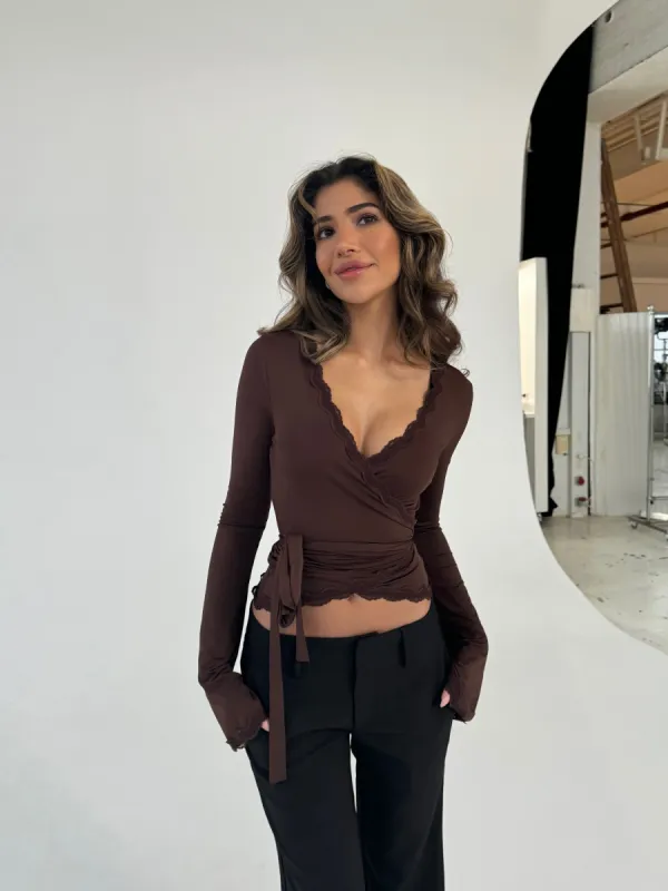 Ballerina basic top - mørk brun sold by Venderbys