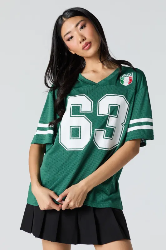 Jersey en filet à imprimé sportif et col en V sold by Urban Planet