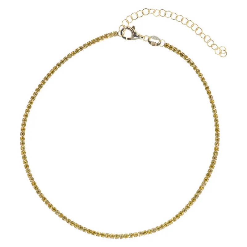 Little Gems Tennis Anklet in Canary sold by Ragen Jewels
